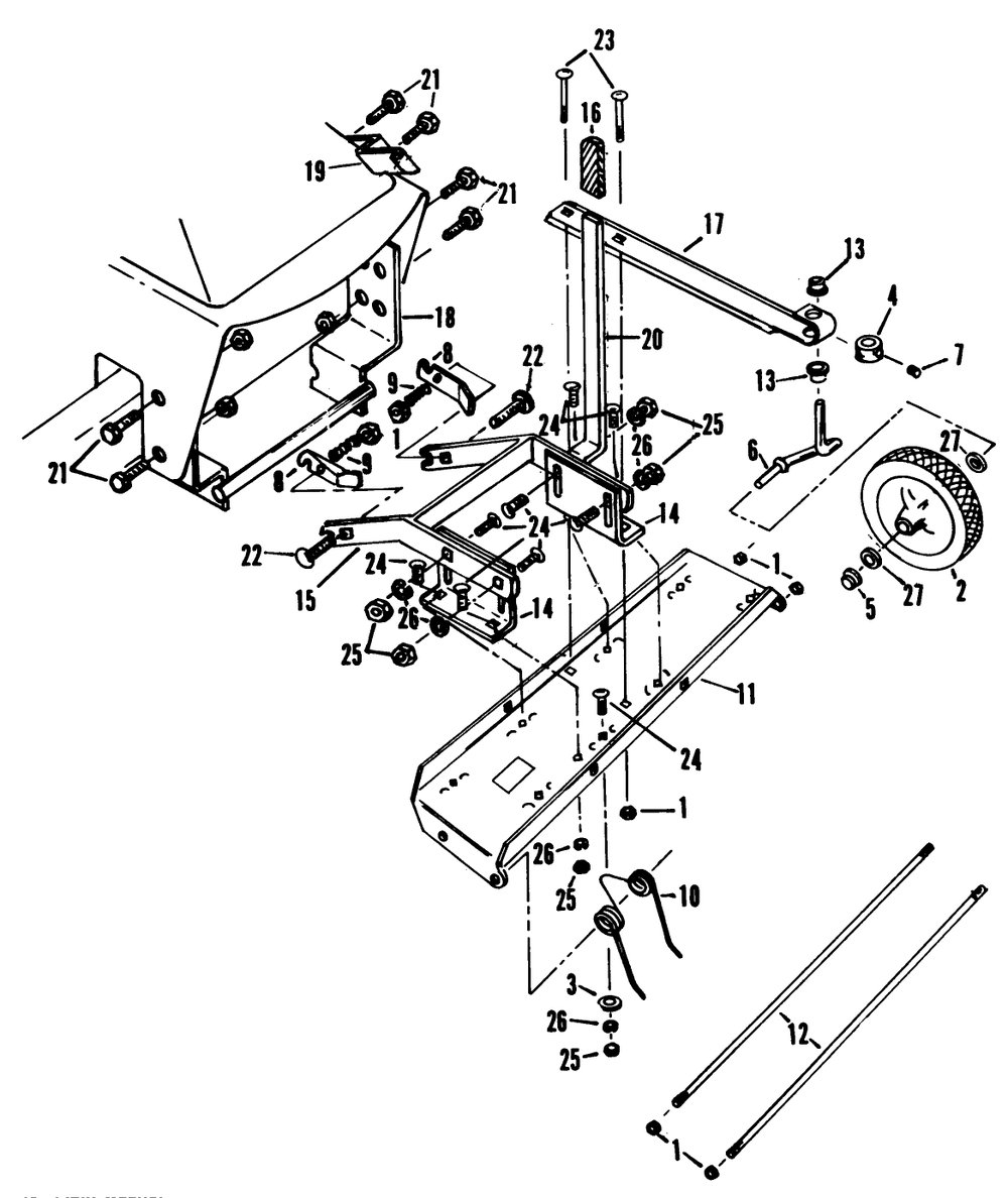Thatcher 1 Diagram and Parts List for 62542C (G00000001-G99999999)(1988) Lawn Boy Lawn Tractor